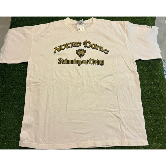 Vintage Notre Dame Fighting Irish shirt mens XL white adidas swimming diving S - Picture 2 of 11
